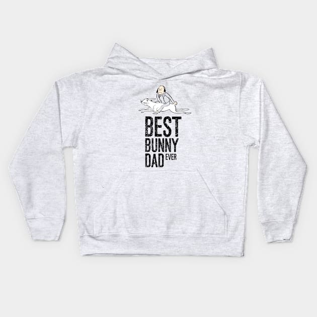 Best Bunny Dad Ever With Man Riding Rabbit Edward Lear Vintage Illustration Kids Hoodie by ZAZIZU